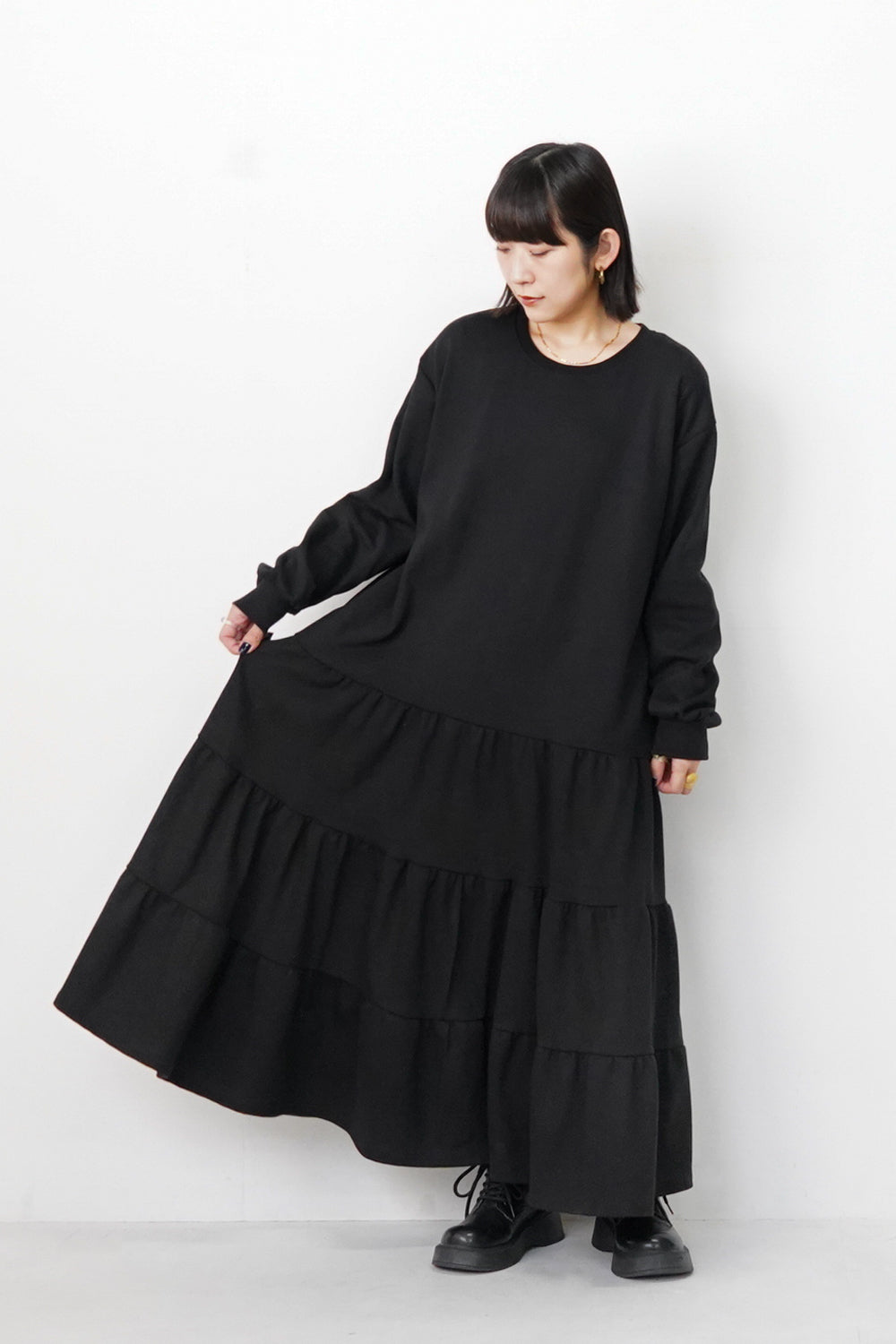 【新品】OLUN（ollun） ドレープロングティアードワンピース OLUN ワンピース Drape long tiered onepiece/ドレープロング