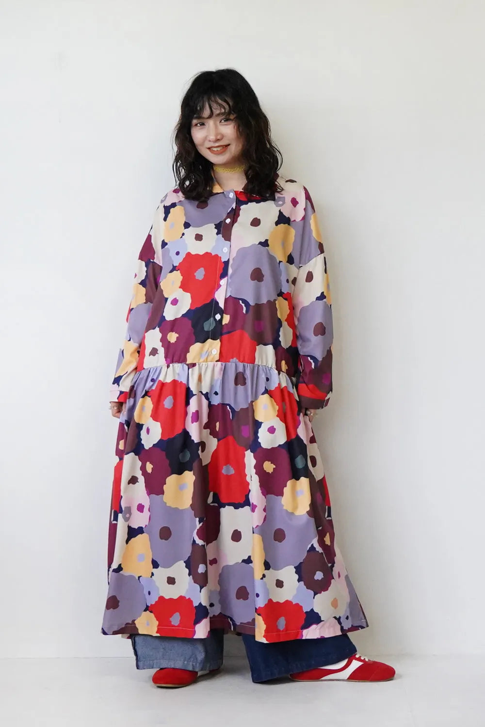 レトロ花柄ローウエスト切替ワンピース – LILA & CITTA ONLINE SHOP