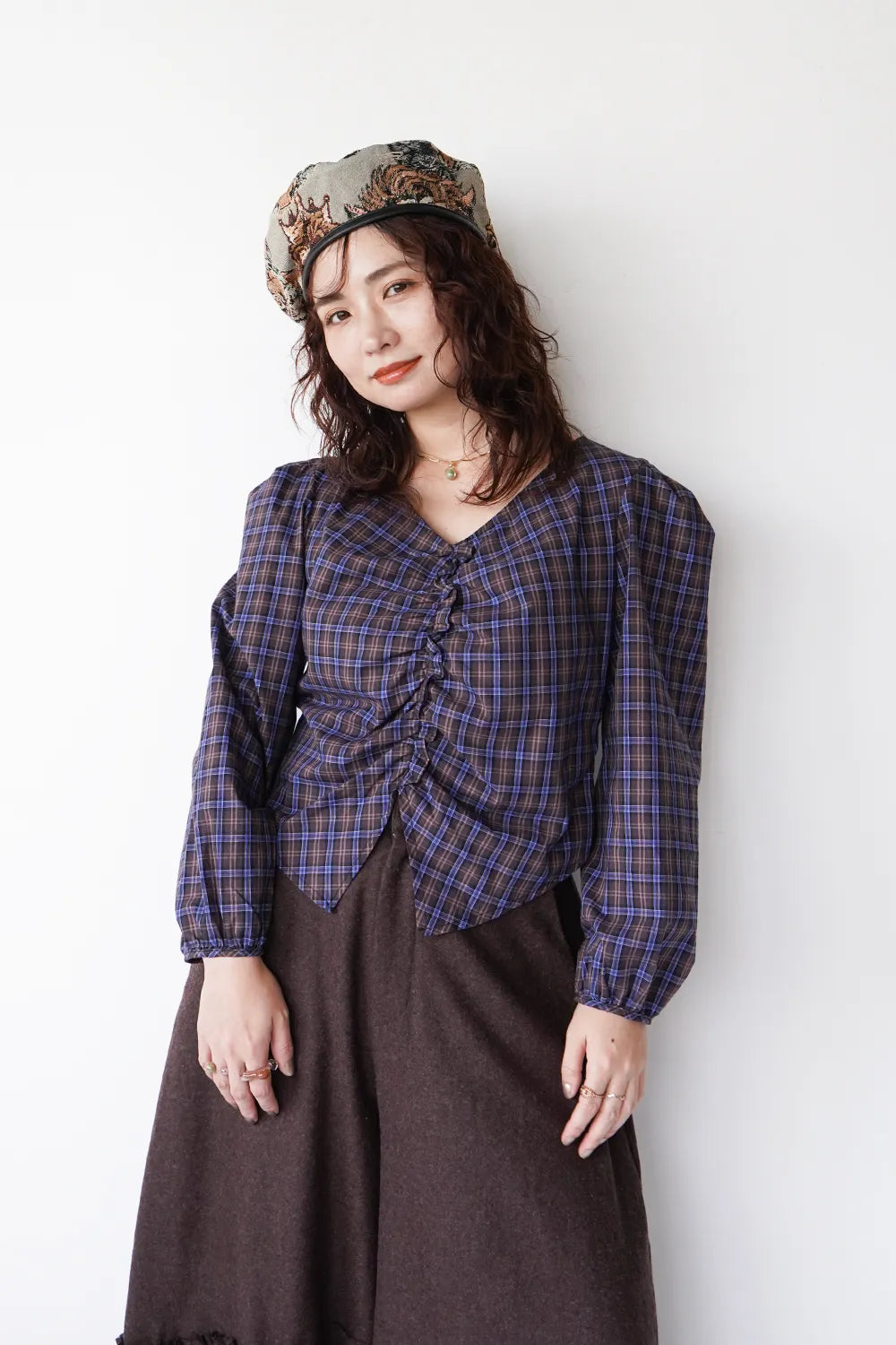 フロントギャザーチェックブラウス – LILA & CITTA ONLINE SHOP