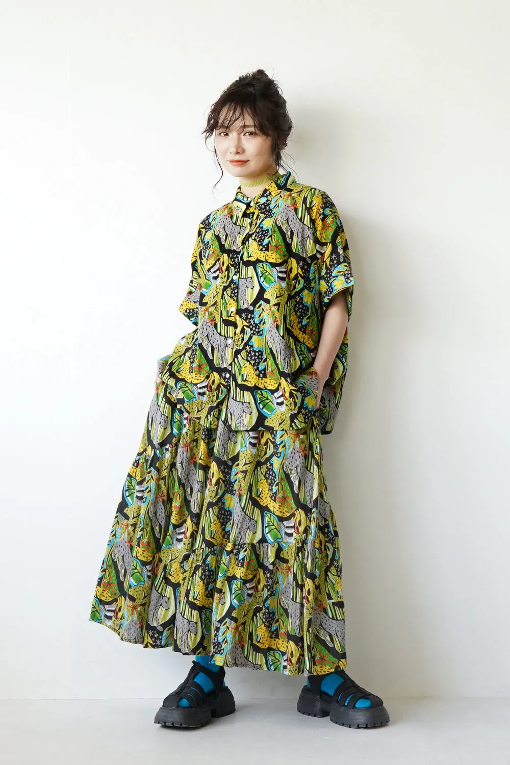 【fu-dueka::】サファリプリントランダムティアードスカート