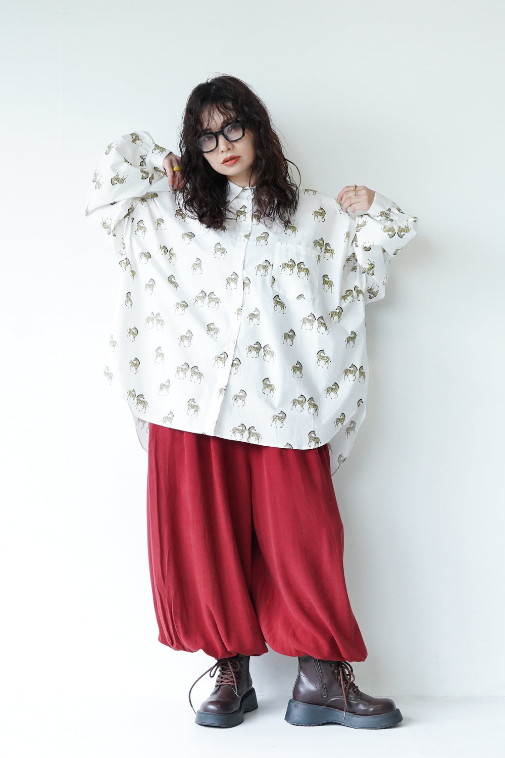 馬柄シャツ 柄シャツ メンズ レディース シマウマ ゼブラ 柄 総柄 シャツ