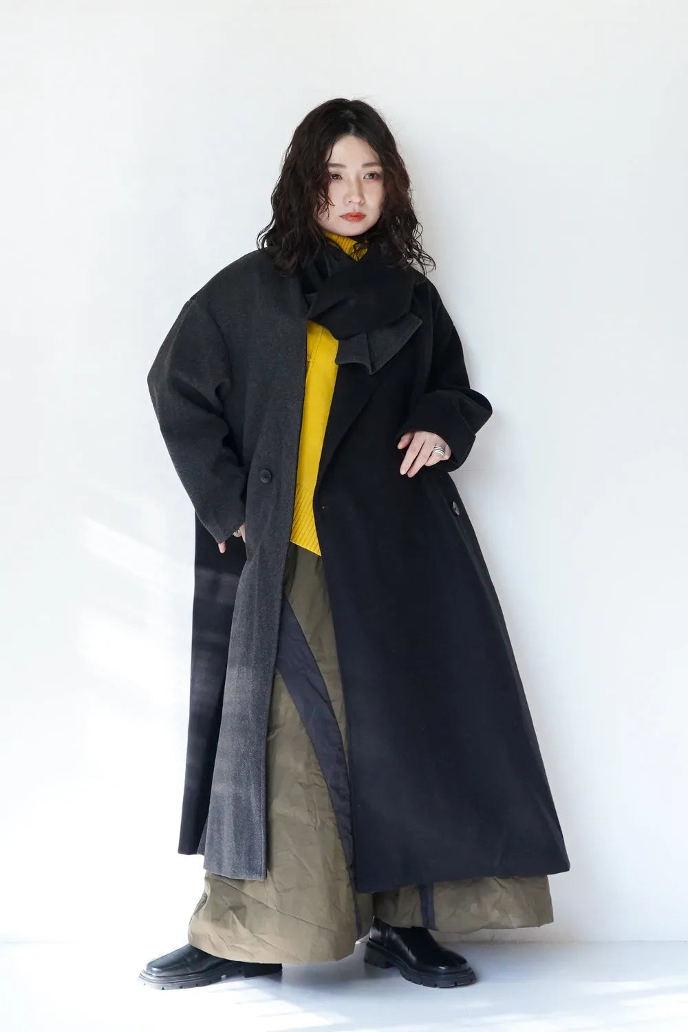 バイカラーテーラードコート