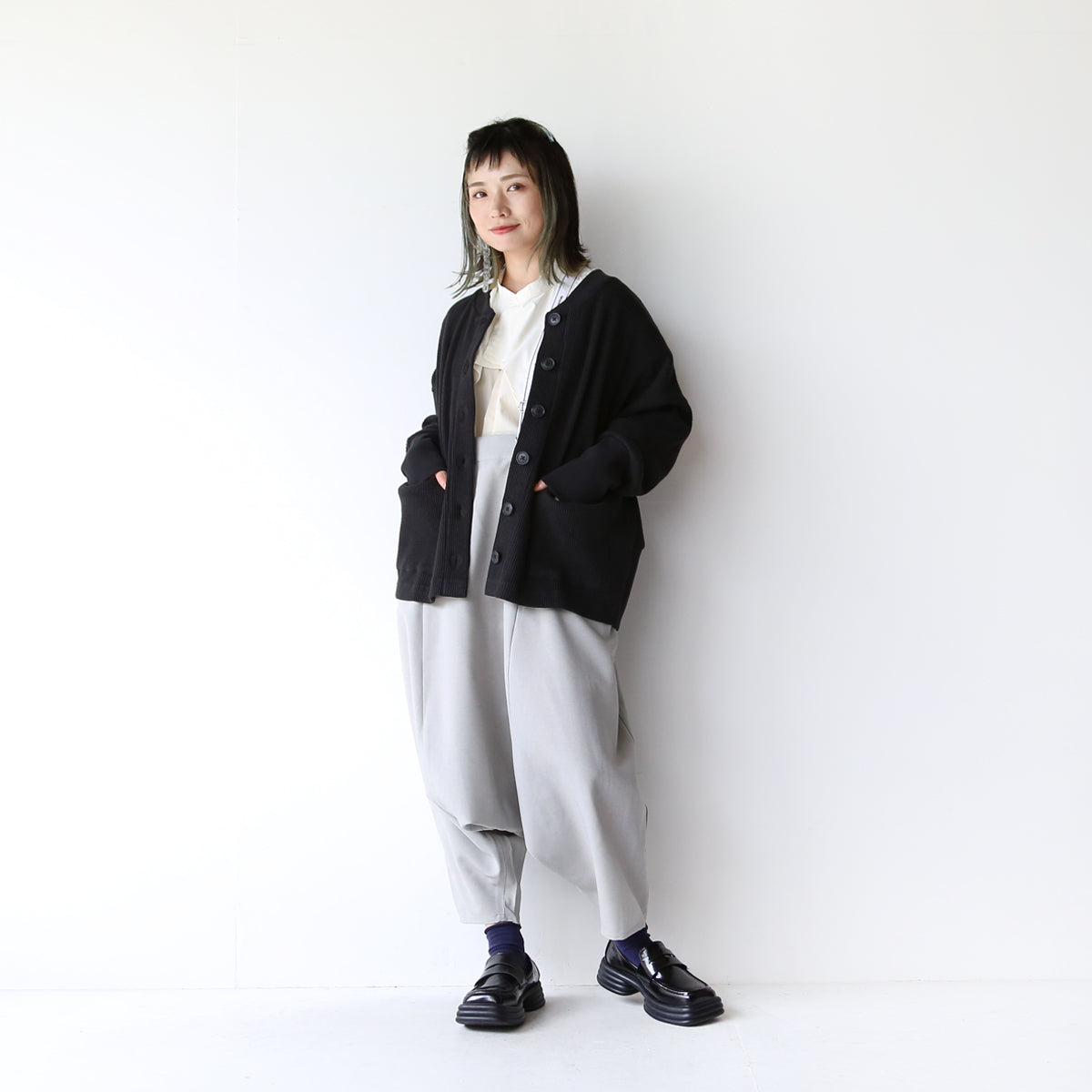 LILA n' citta】リネン混ワッフルワイドカーディガン – LILA