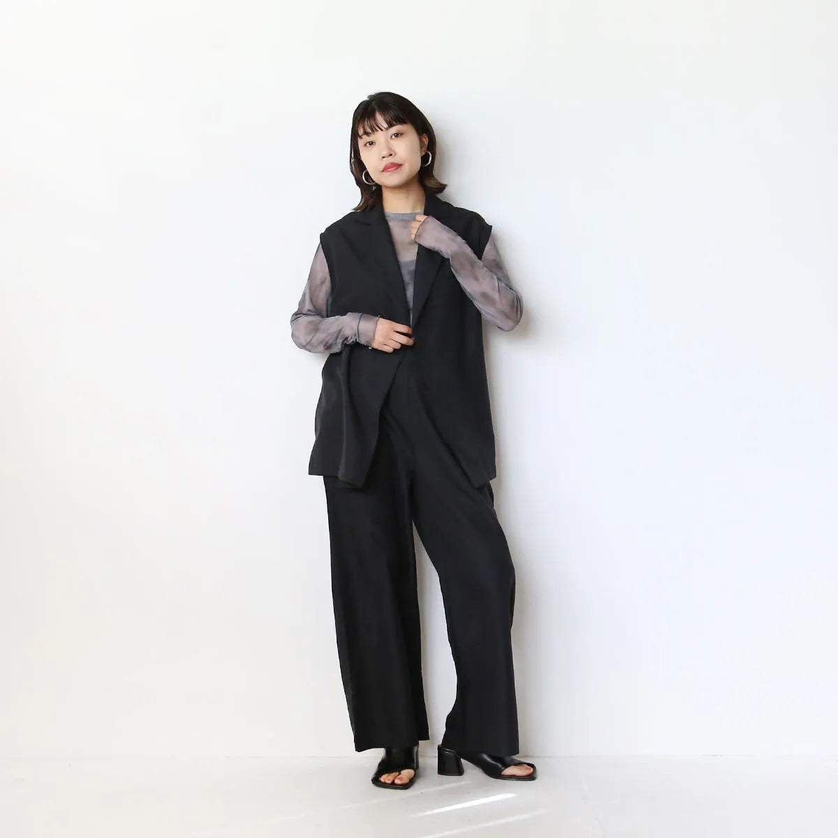 麻ライクワイドパンツ