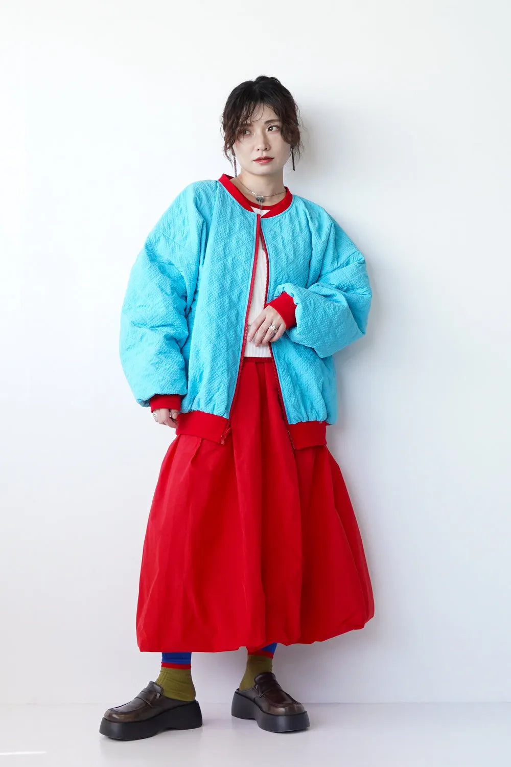 【LILA n’ citta】格子柄キルティングブルゾン