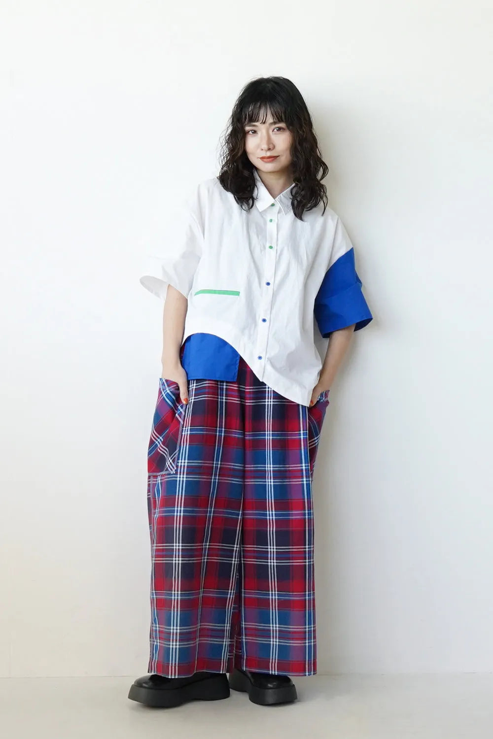 【LILA n’citta】チェック柄ワイドパンツ