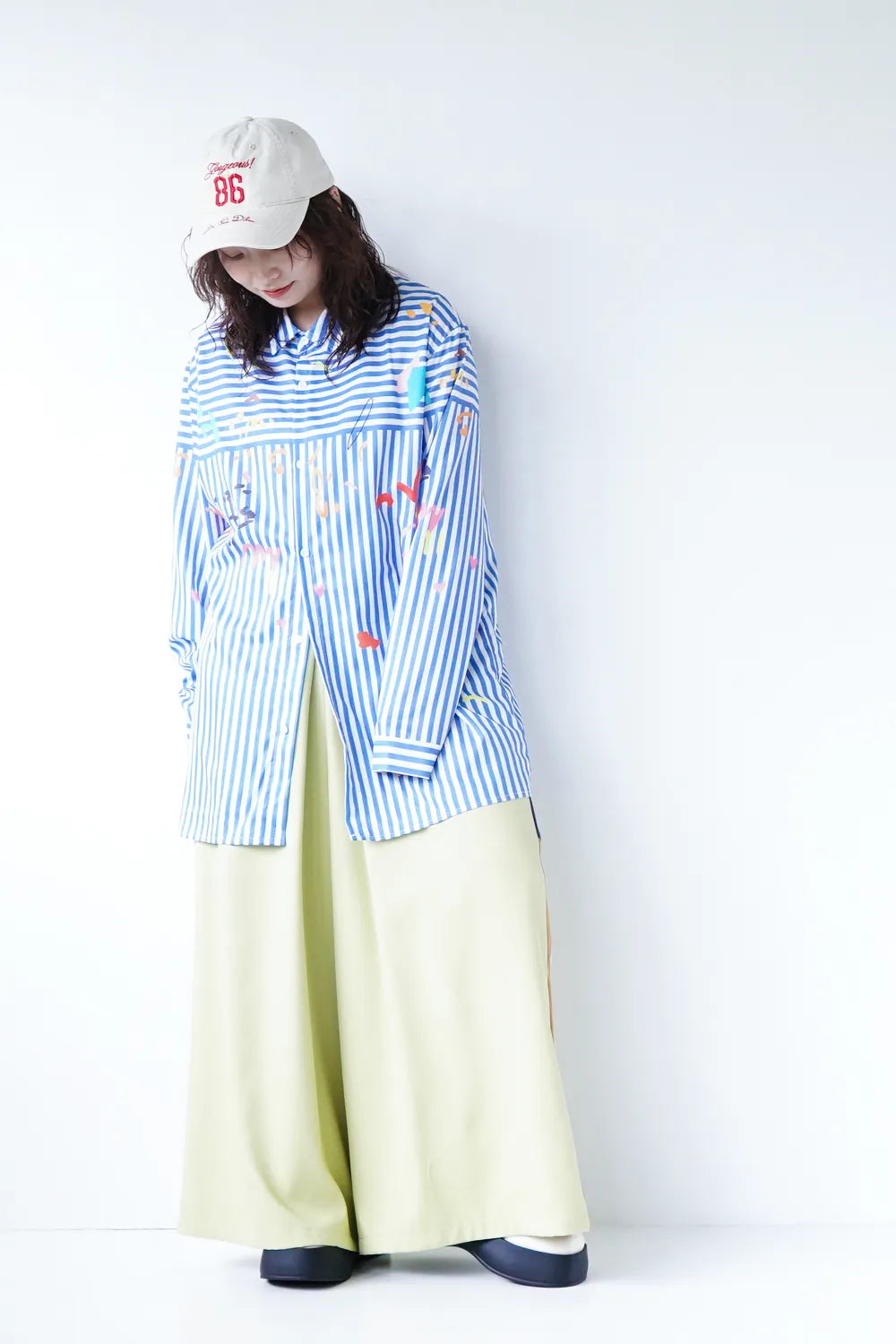 落書きペイントストライプシャツ