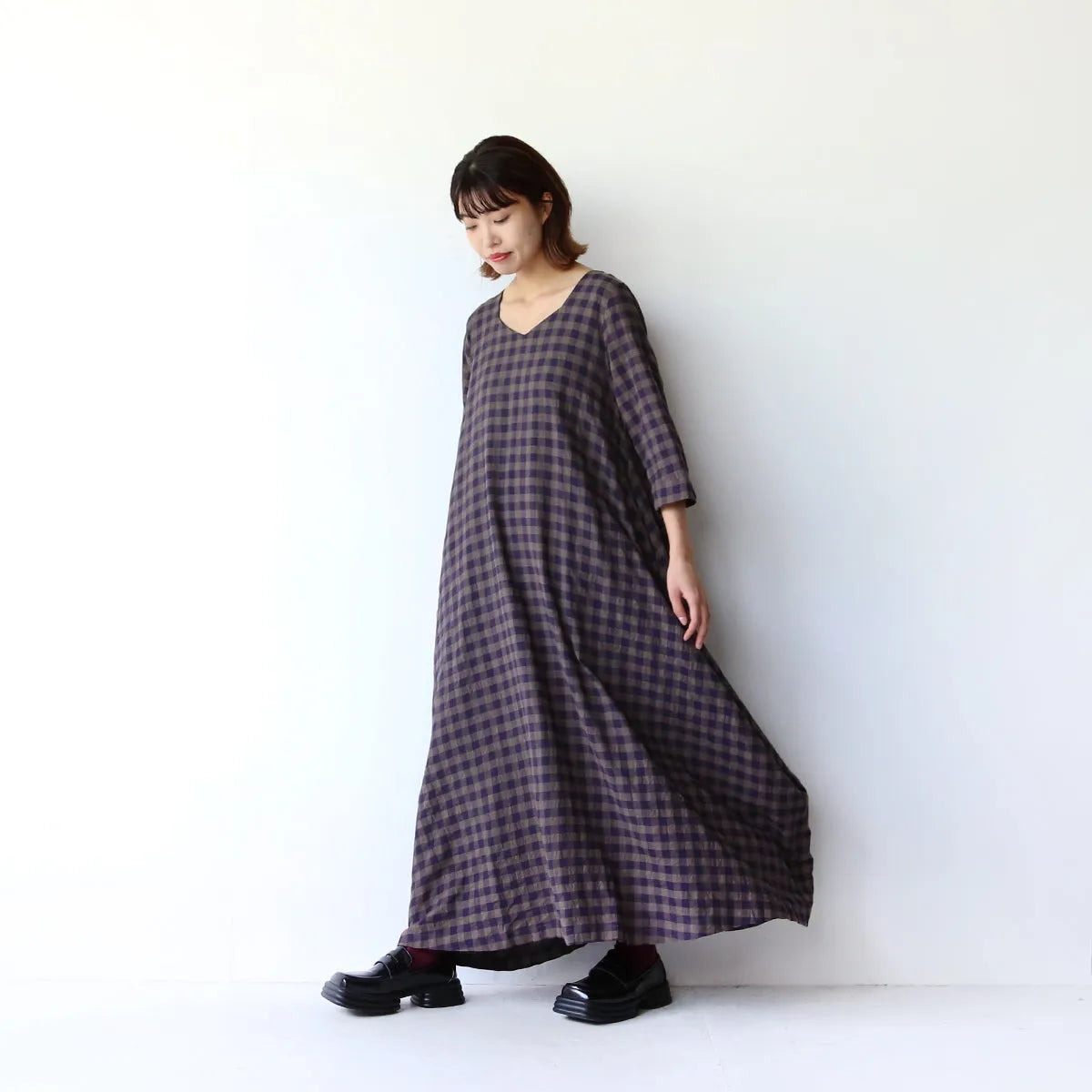 LILA n' citta】ダイヤネックチェック柄ワンピース – LILA & CITTA