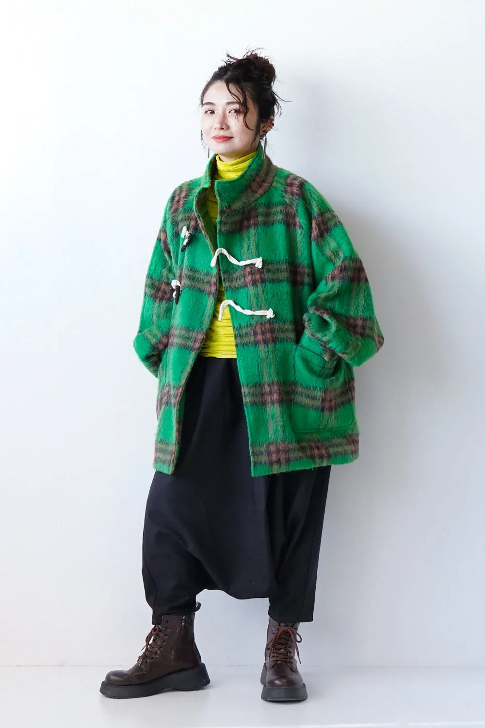 【LILA n' citta】チェック柄ハーフコート