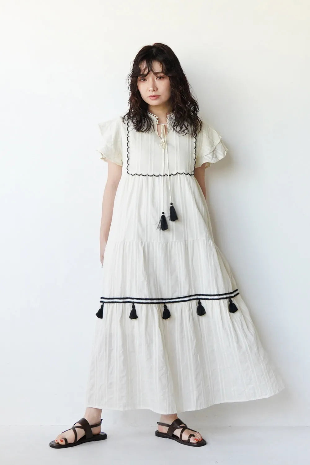タッセルティアードワンピース