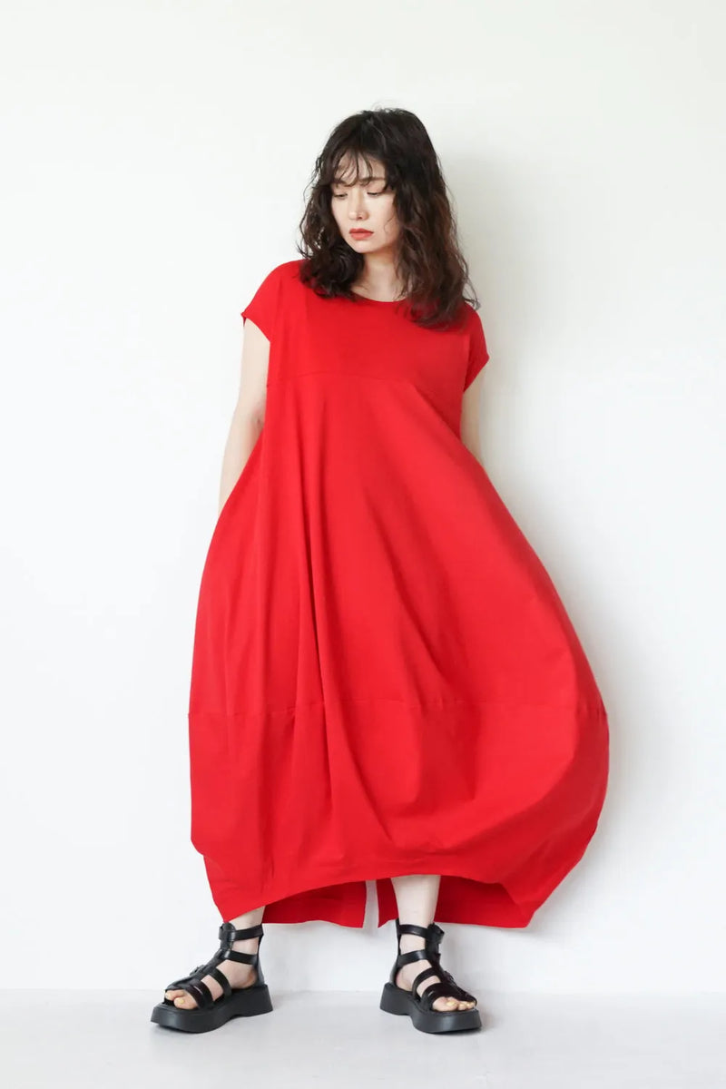 ヨーク切替バルーンロングワンピース