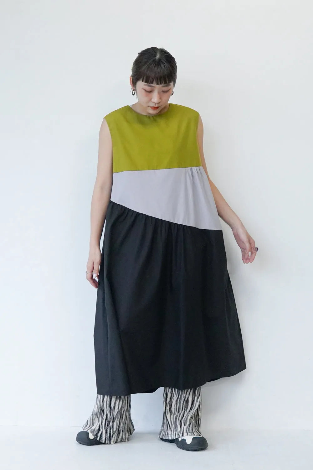 3配色ロングワンピース