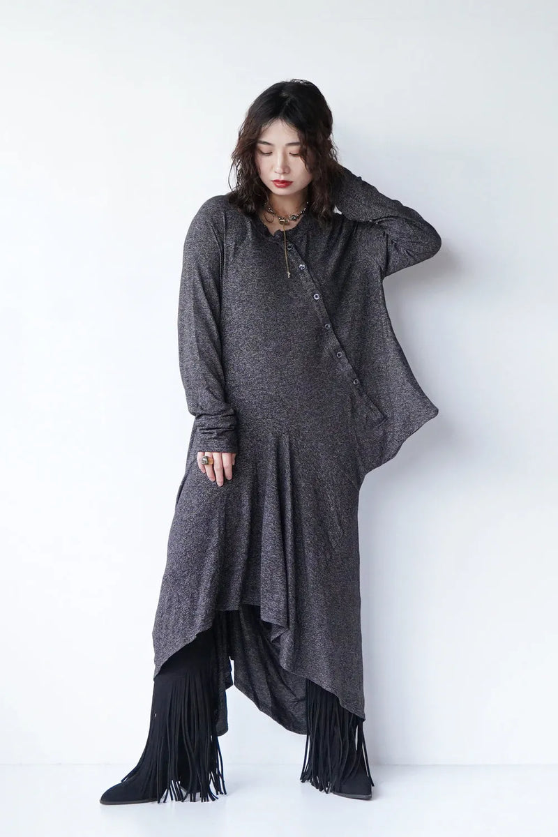 アシメ変形チュニックニットワンピース