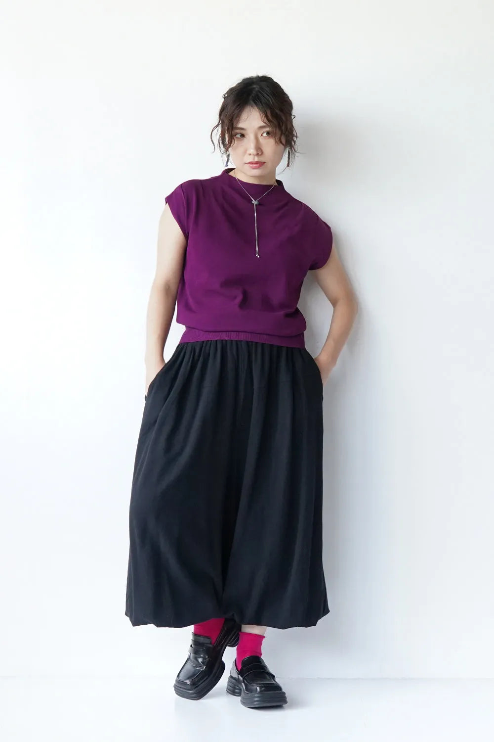 モックネックニットソー