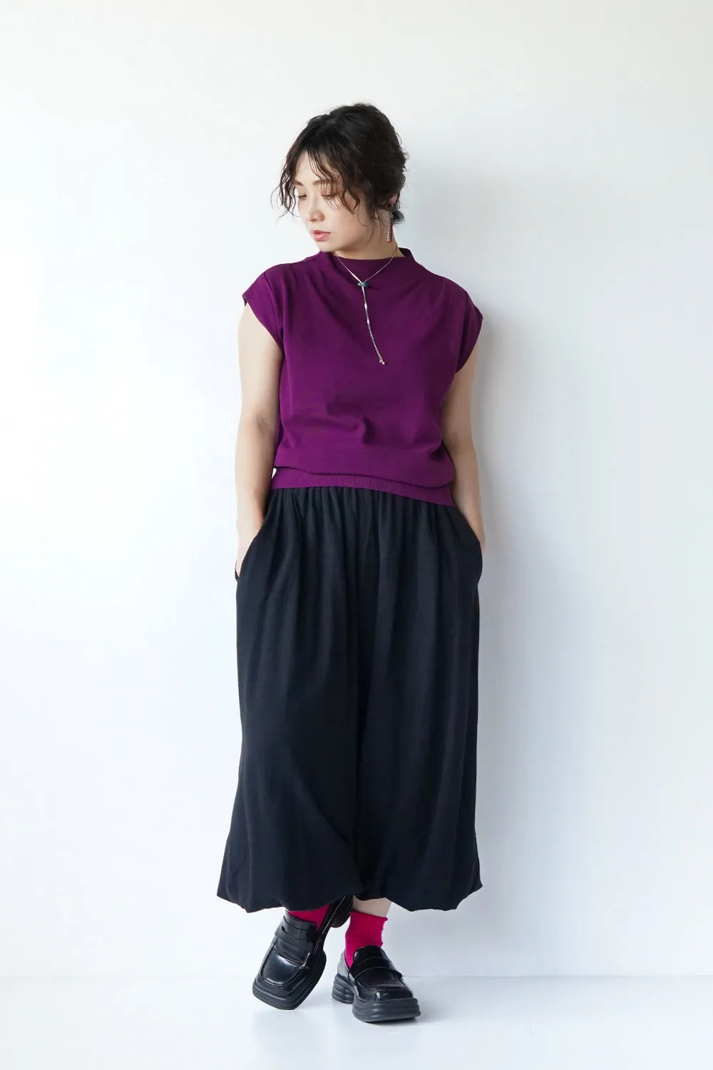 モックネックニットソー