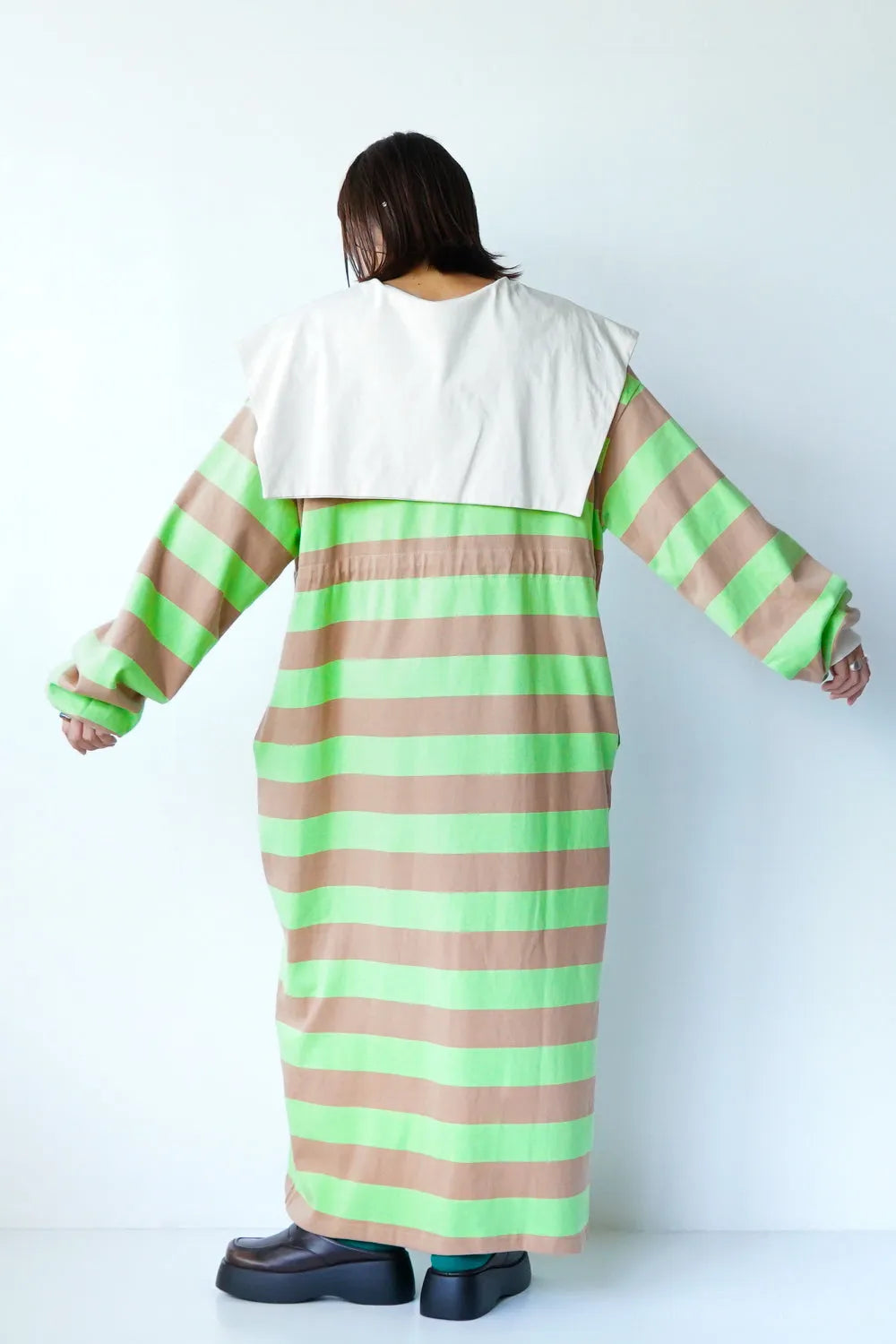 セーラーカラーボーダースウェットワンピース