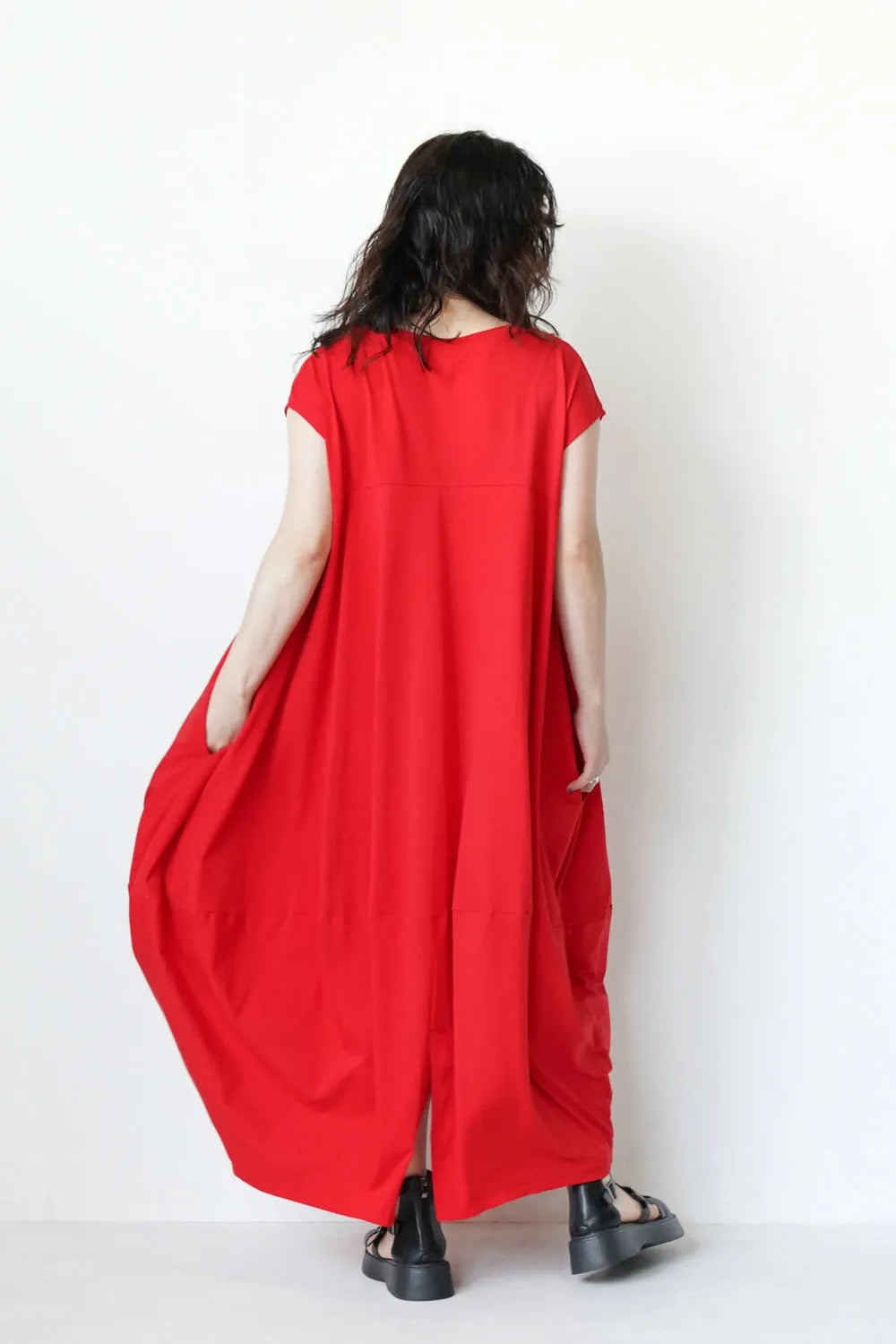 ヨーク切替バルーンロングワンピース