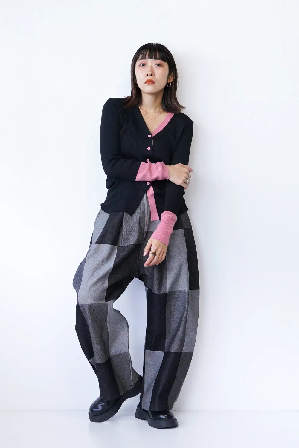 パッチワーク風デニムパンツ