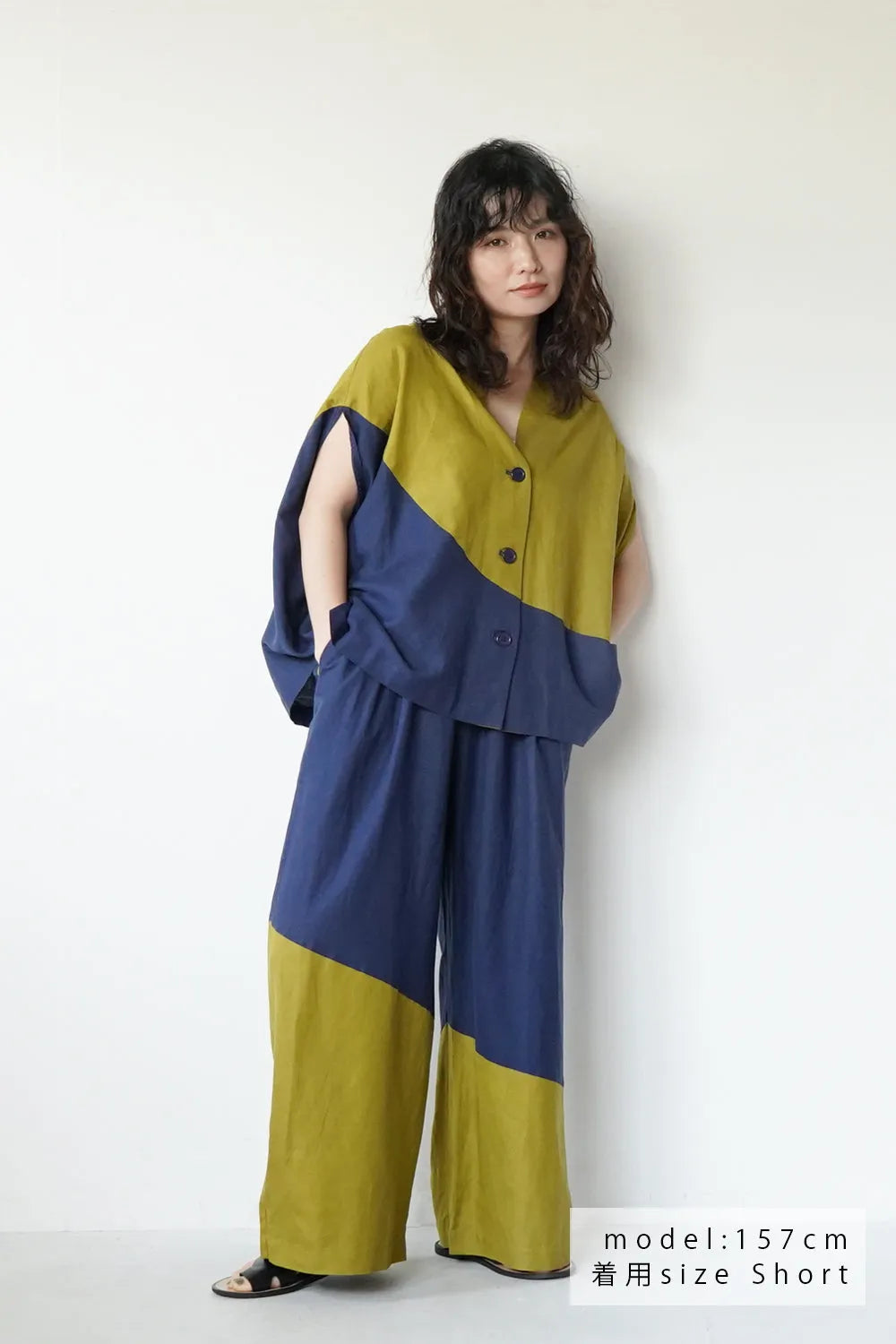 【LILA n' citta】リネンレーヨンバイカラーパンツ