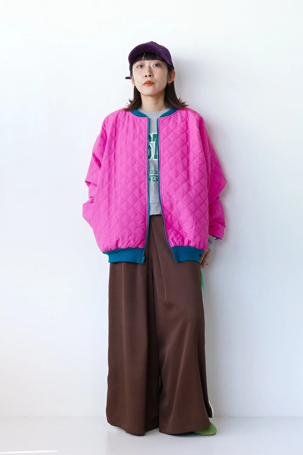 【LILA n’ citta】格子柄キルティングブルゾン