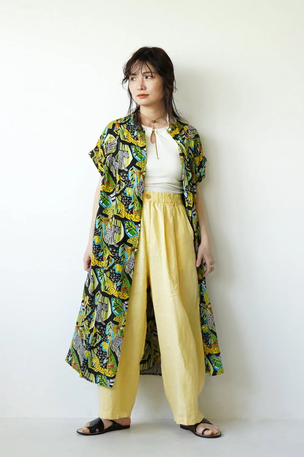 【fu-dueka::】サファリプリントギャザーワンピース