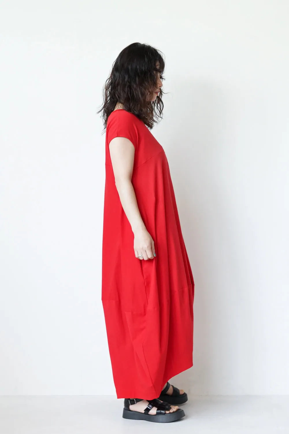 ヨーク切替バルーンロングワンピース