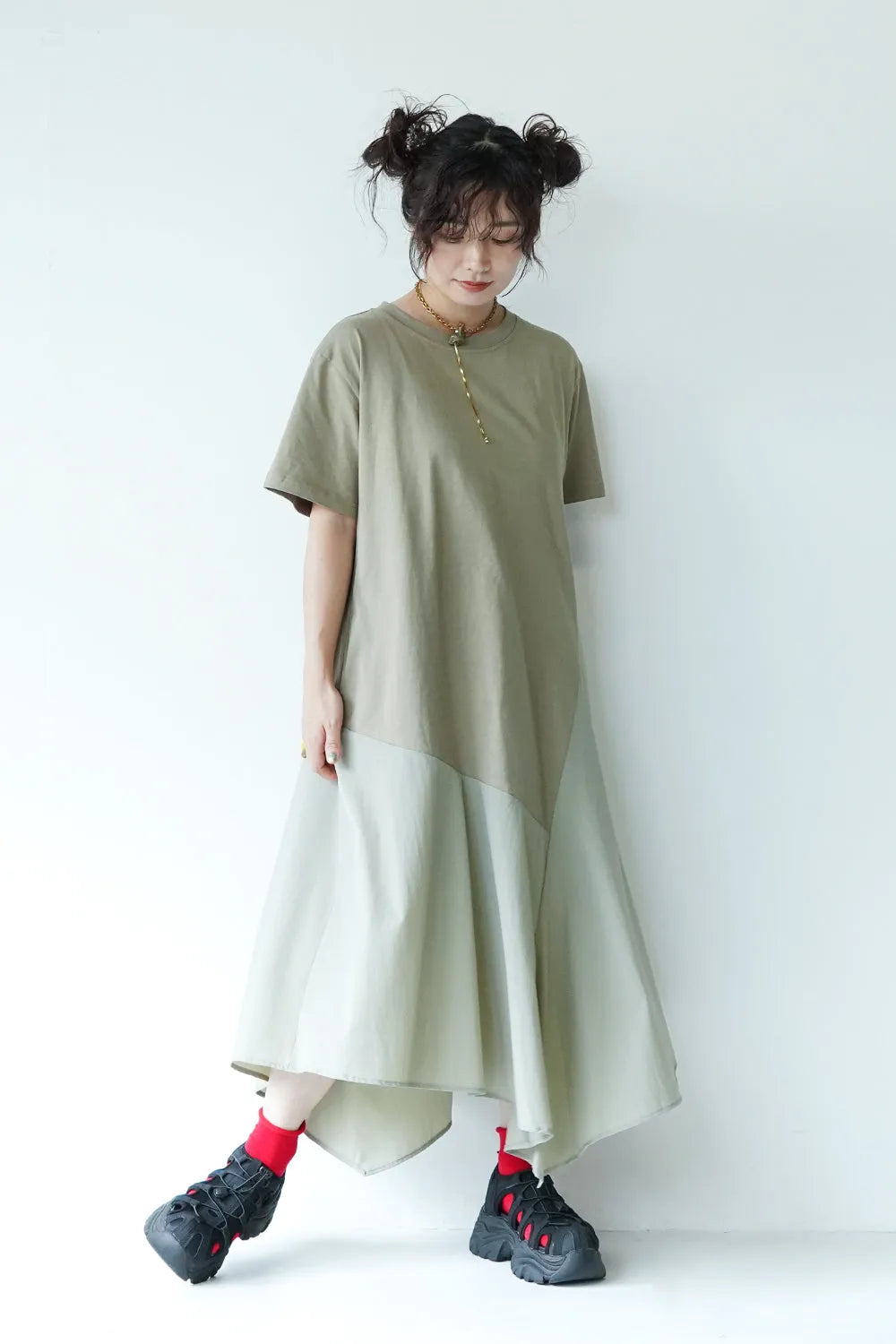 切替アシメワンピース