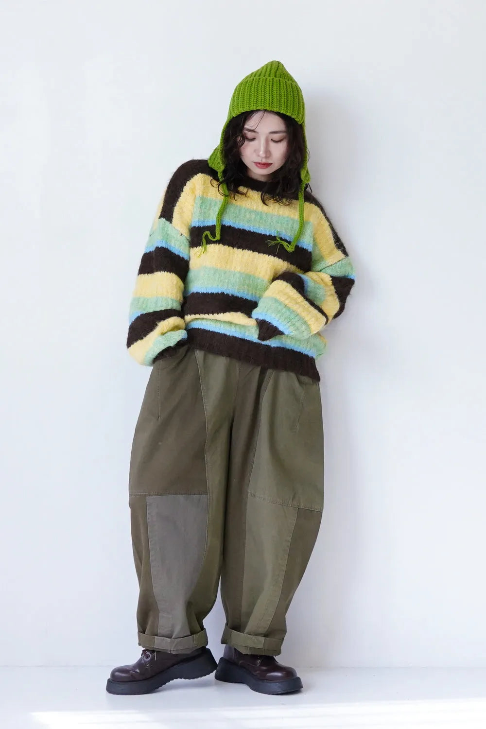 マルチボーダーボリュームニット