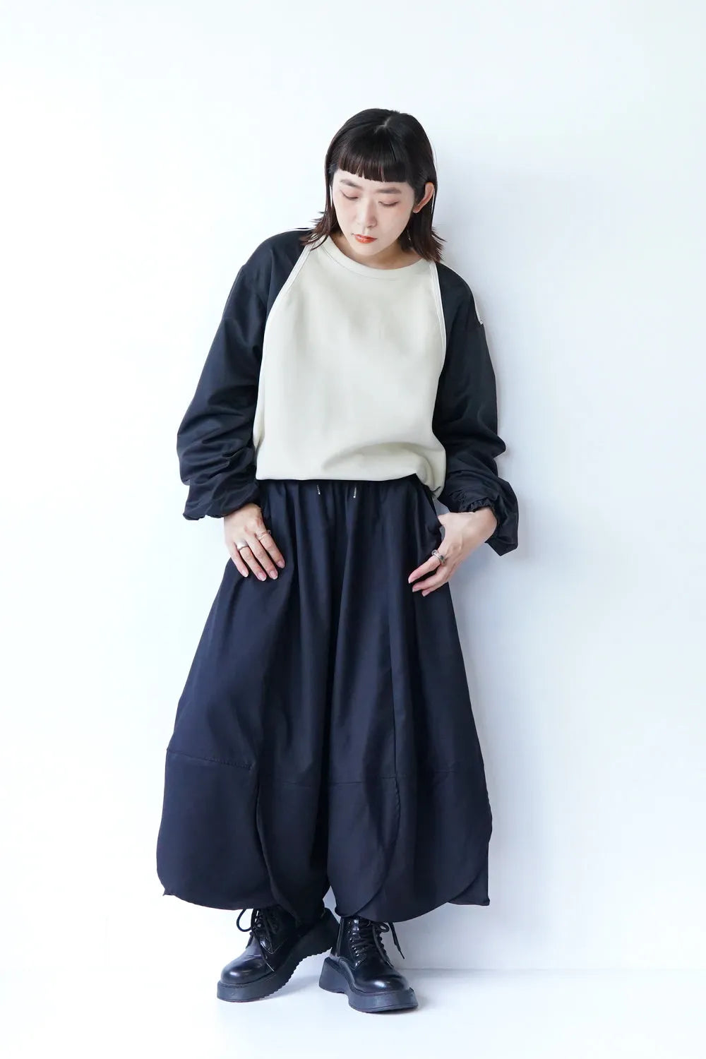 スカラップヘム切替バルーンパンツ