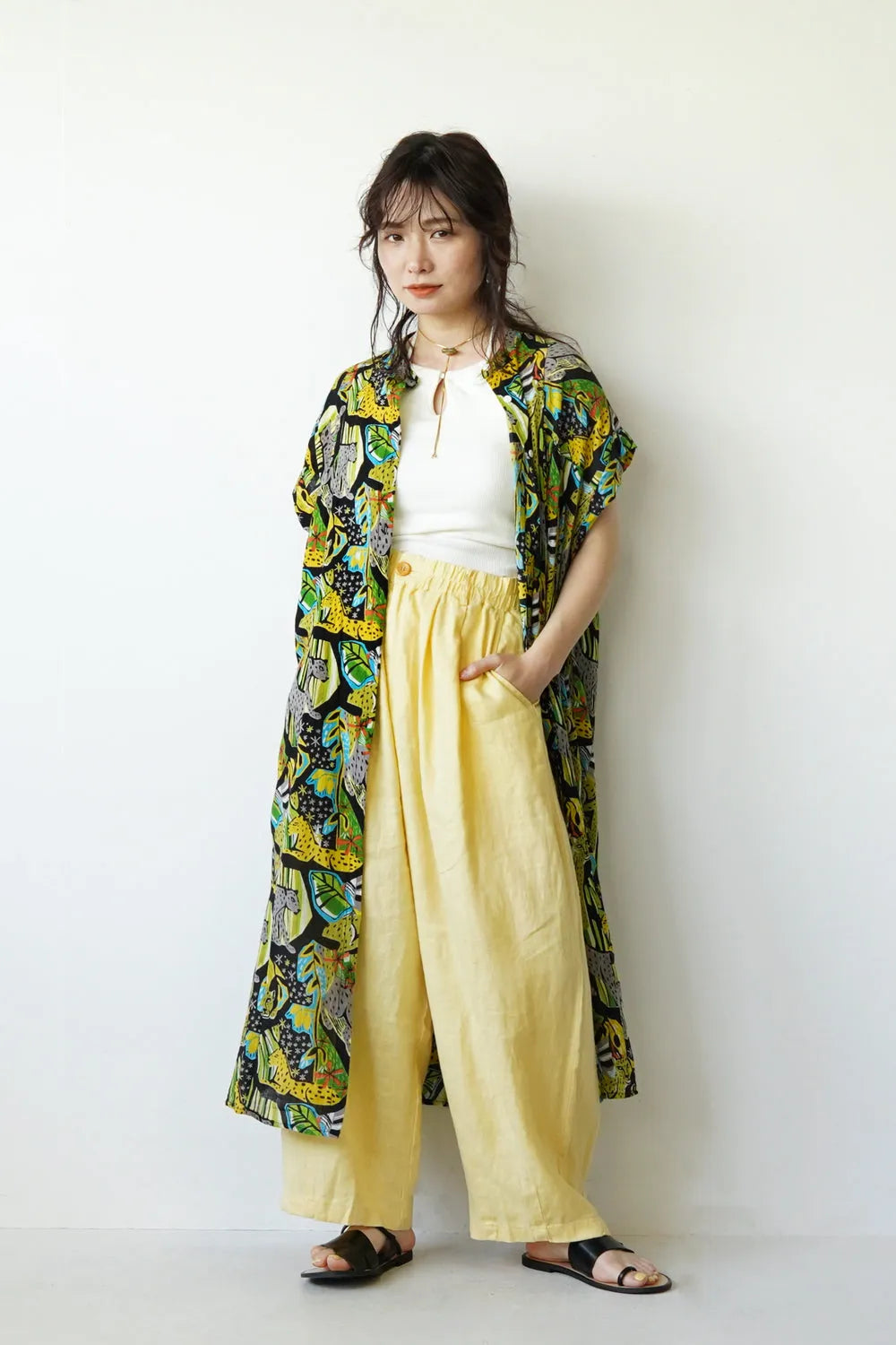 【fu-dueka::】サファリプリントギャザーワンピース