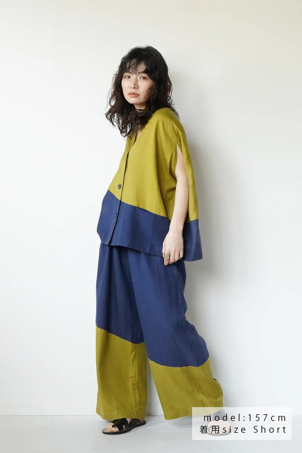 【LILA n' citta】リネンレーヨンバイカラーパンツ