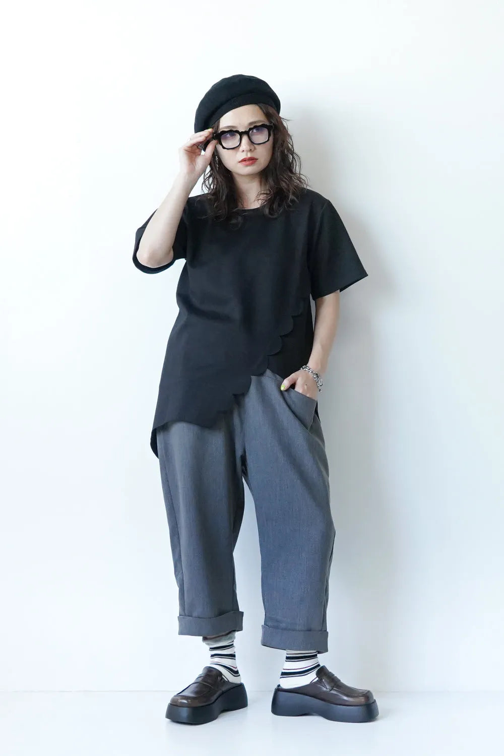 【LILA n’ citta】ヨークポケットストレッチパンツ