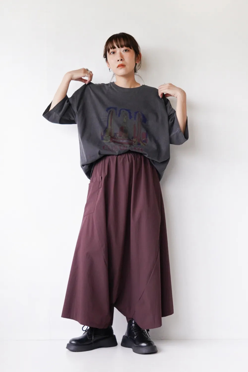 アシメ切替ナイロンストレッチサルエルパンツ – LILA & CITTA ONLINE SHOP アシメ切替ナイロンストレッチサルエルパンツ – LILA & CITTA ONLINE SHOP