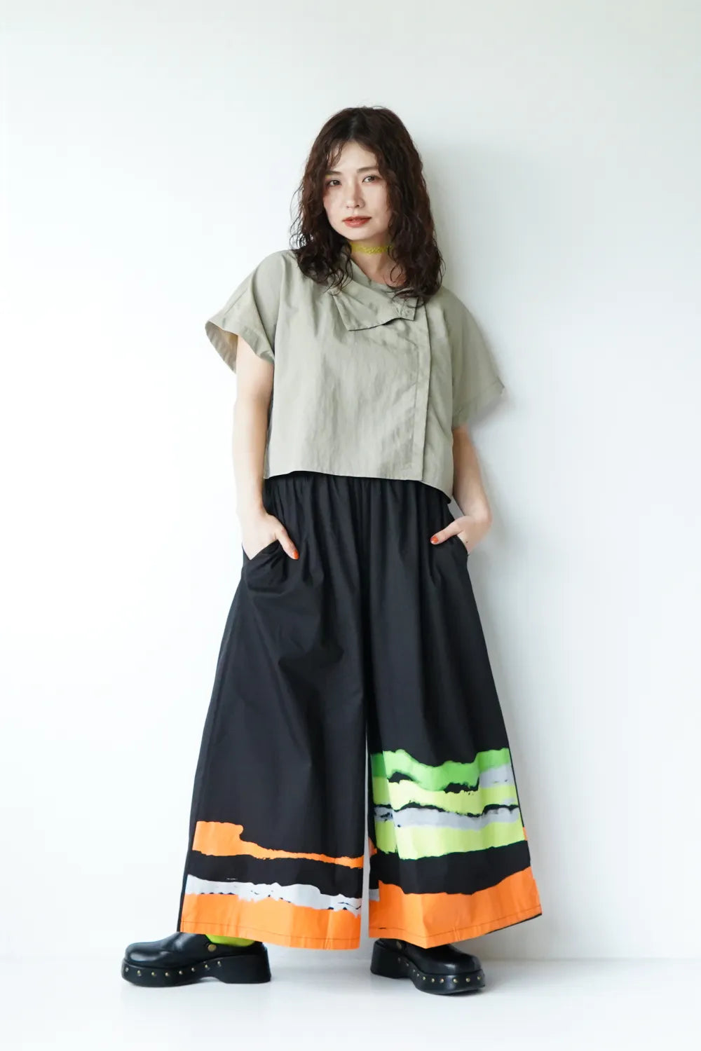 ヘムプリントワイドパンツ