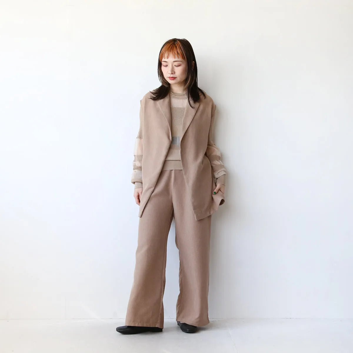 麻ライクワイドパンツ