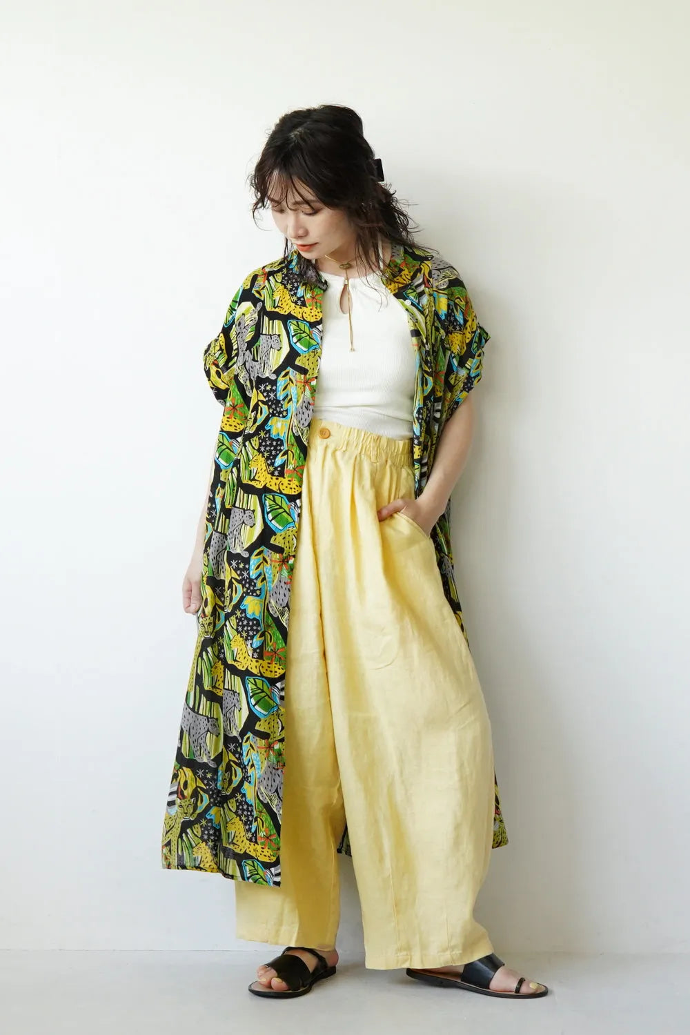 【fu-dueka::】サファリプリントギャザーワンピース