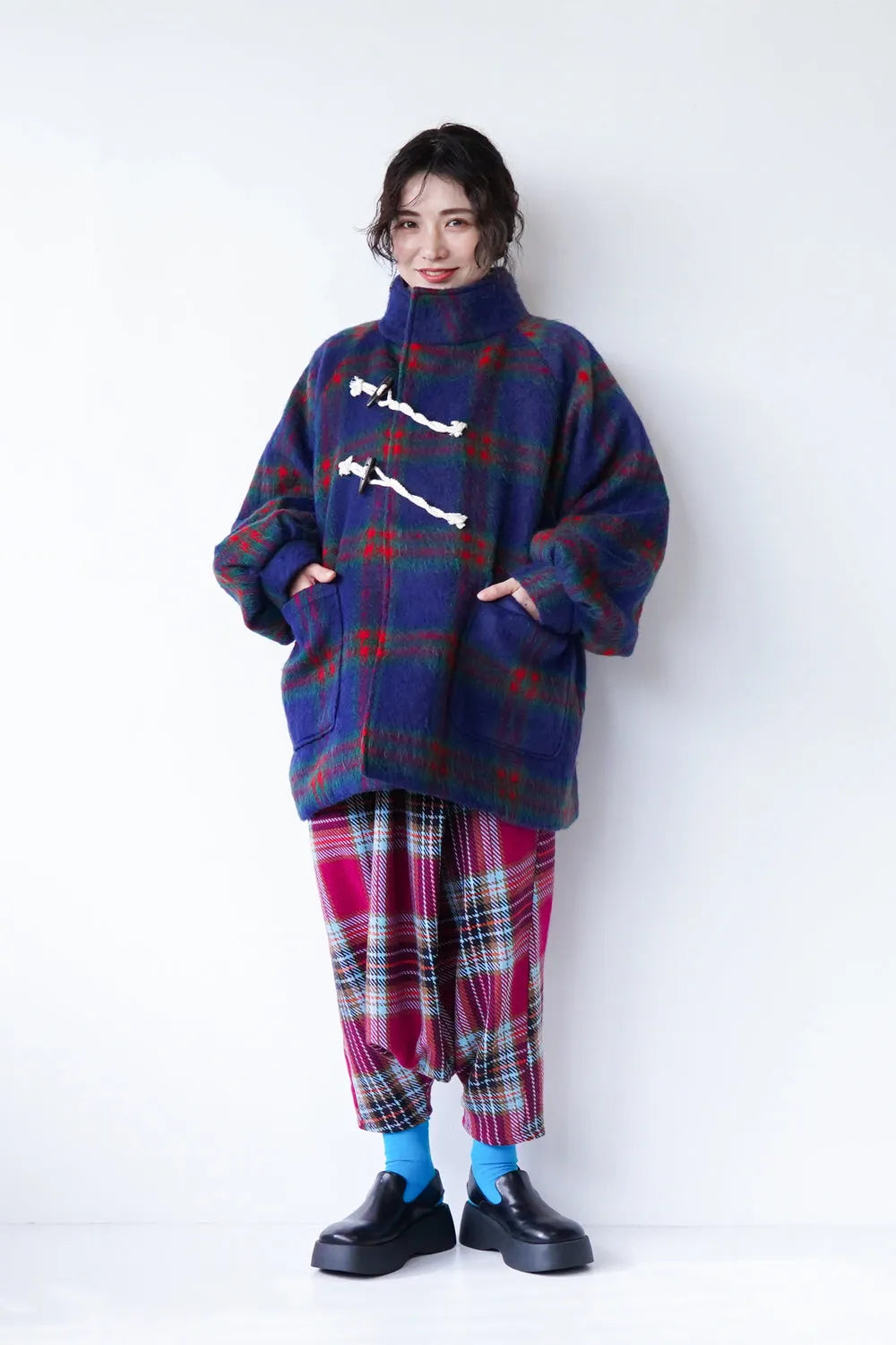 【LILA n' citta】チェック柄ハーフコート