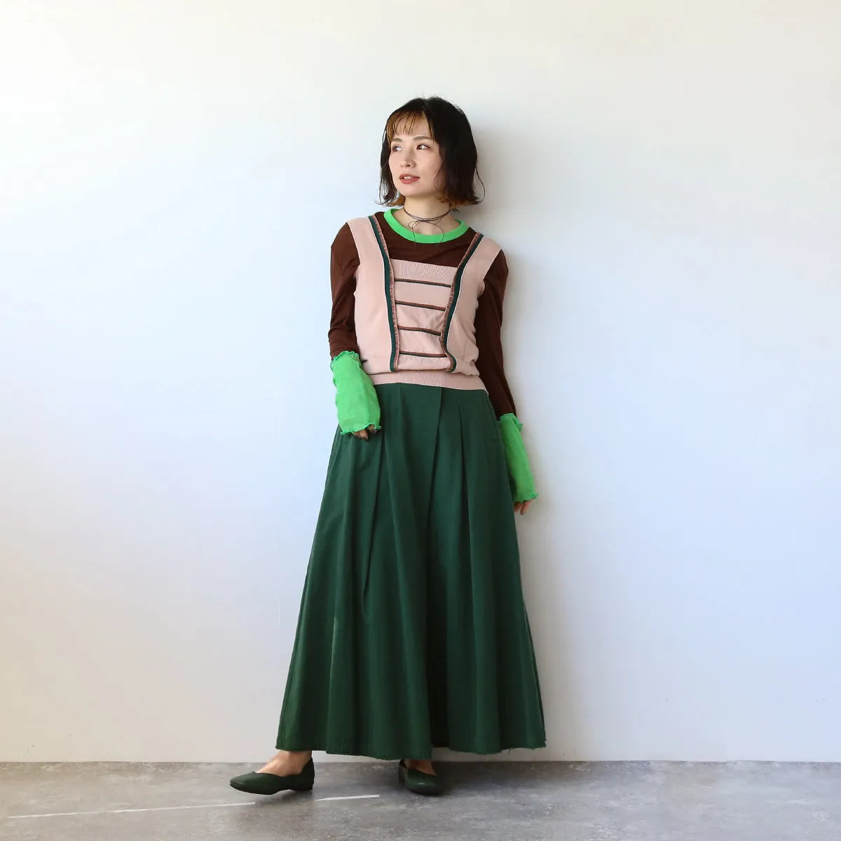 配色切替薄手カットソー