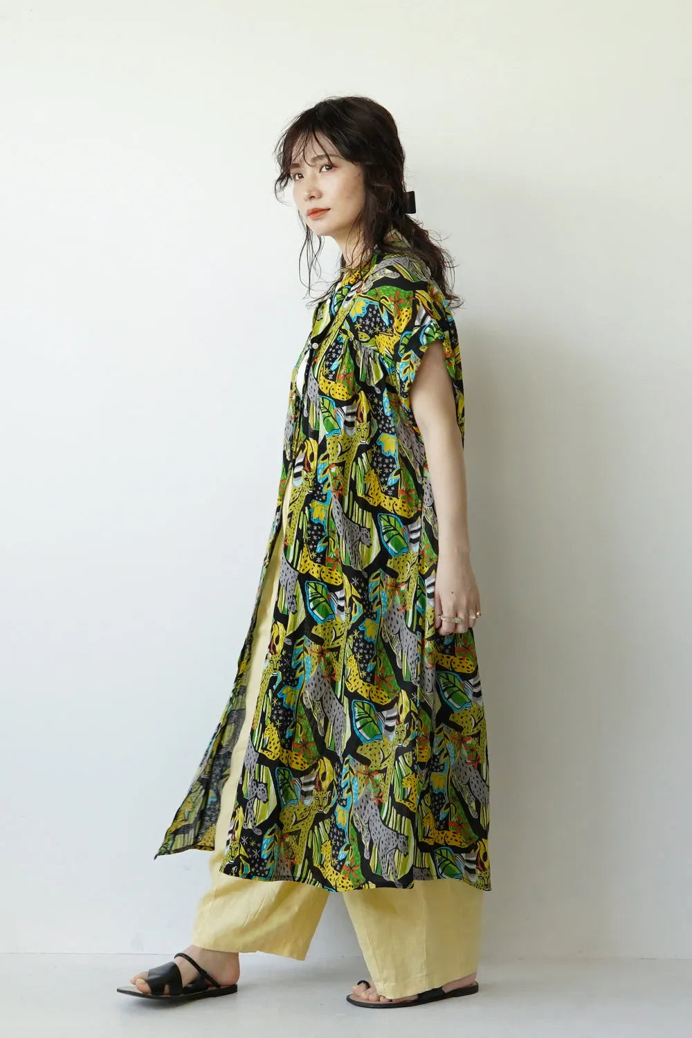 【fu-dueka::】サファリプリントギャザーワンピース