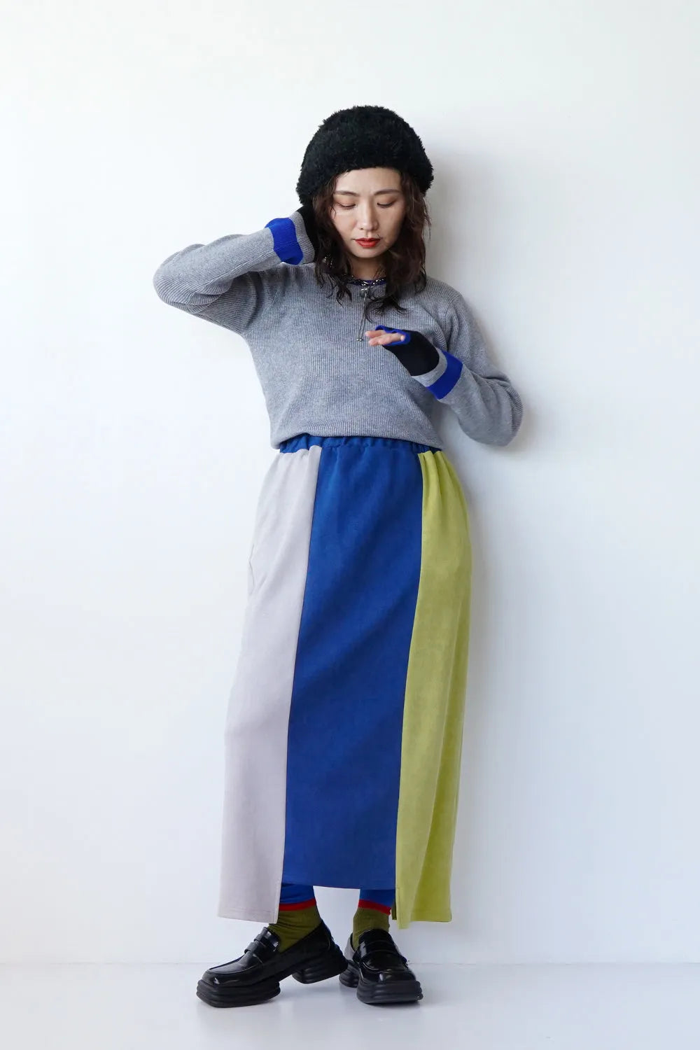 【MICALLE MICALLE】配色ラインニットソー