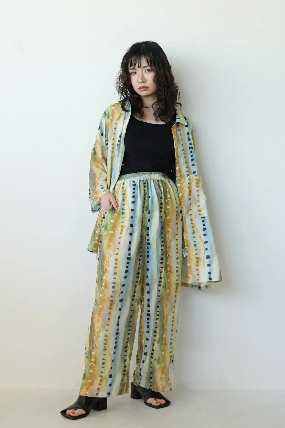 【LILA n’citta】ストライプドットオーバーシャツ