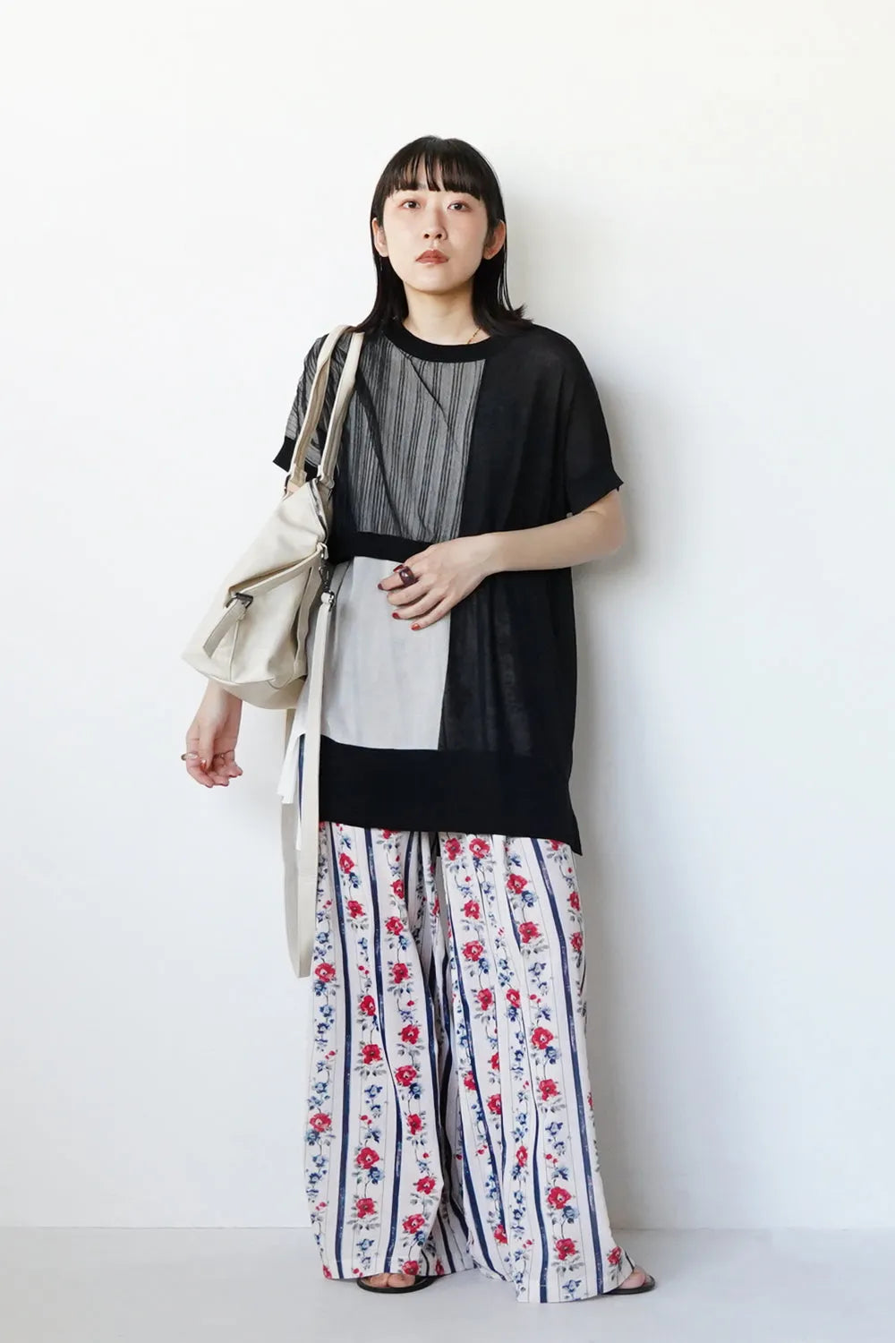 ストライプ×花柄ワイドパンツ – LILA & CITTA ONLINE SHOP