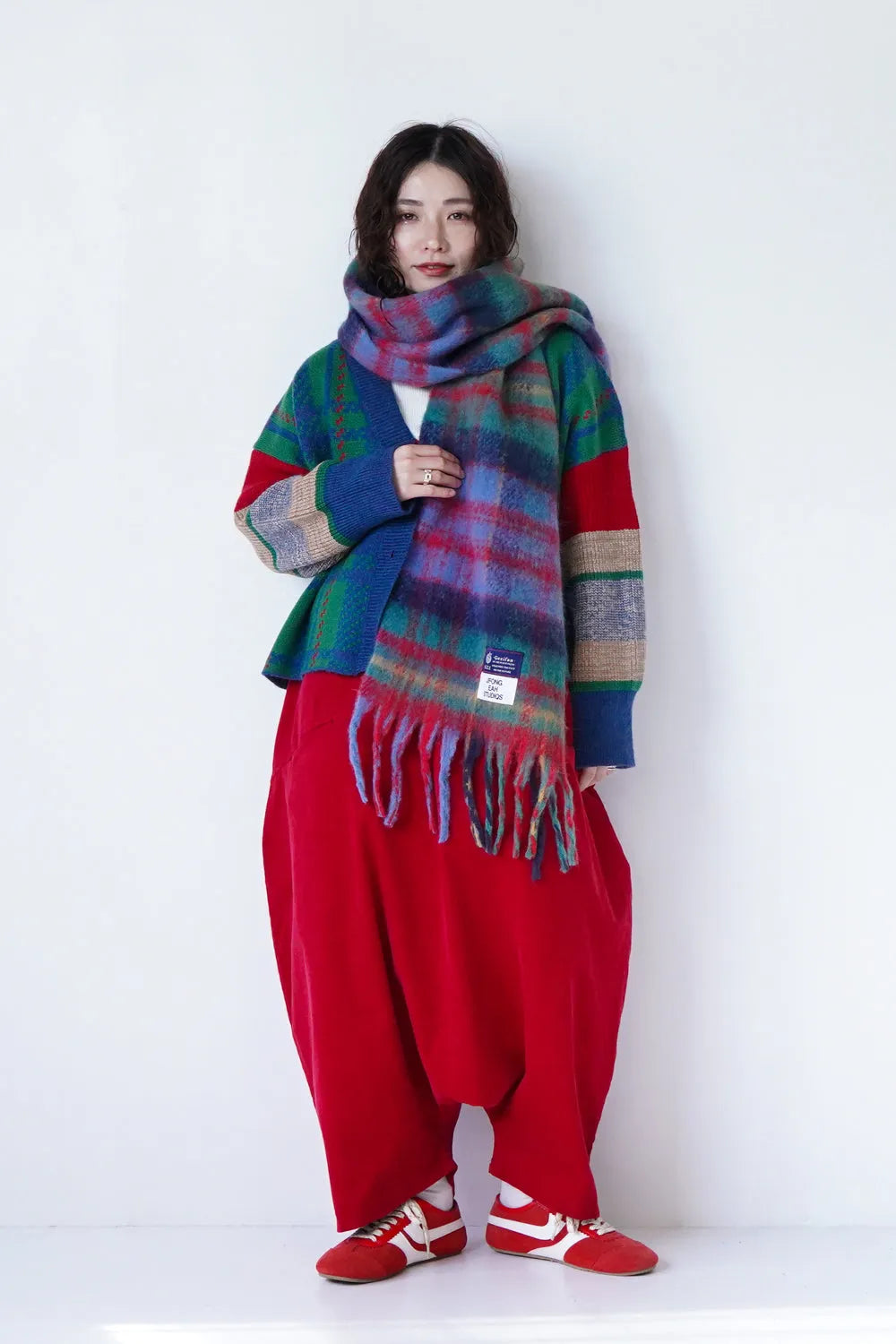 マルチチェックニットカーディガン