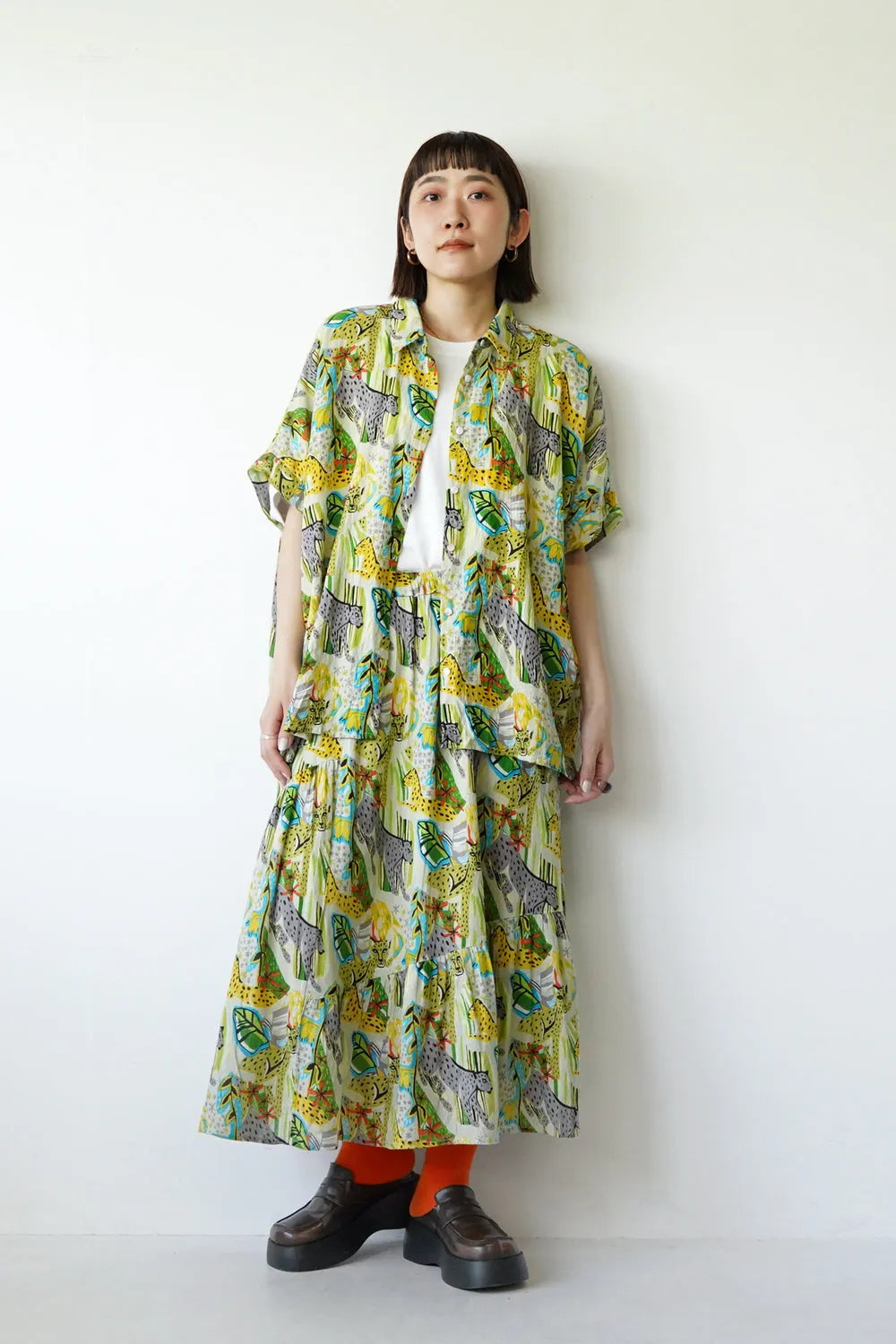【fu-dueka::】サファリプリントランダムティアードスカート