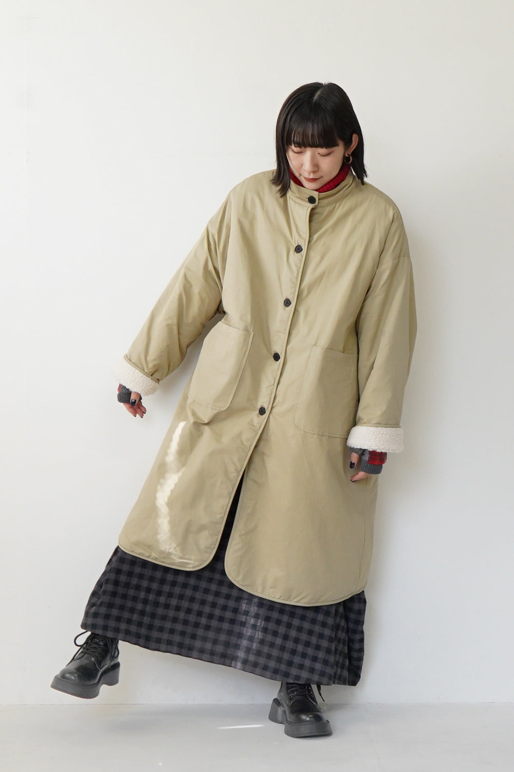 LILA n' citta】ダイヤネックチェック柄ワンピース – LILA