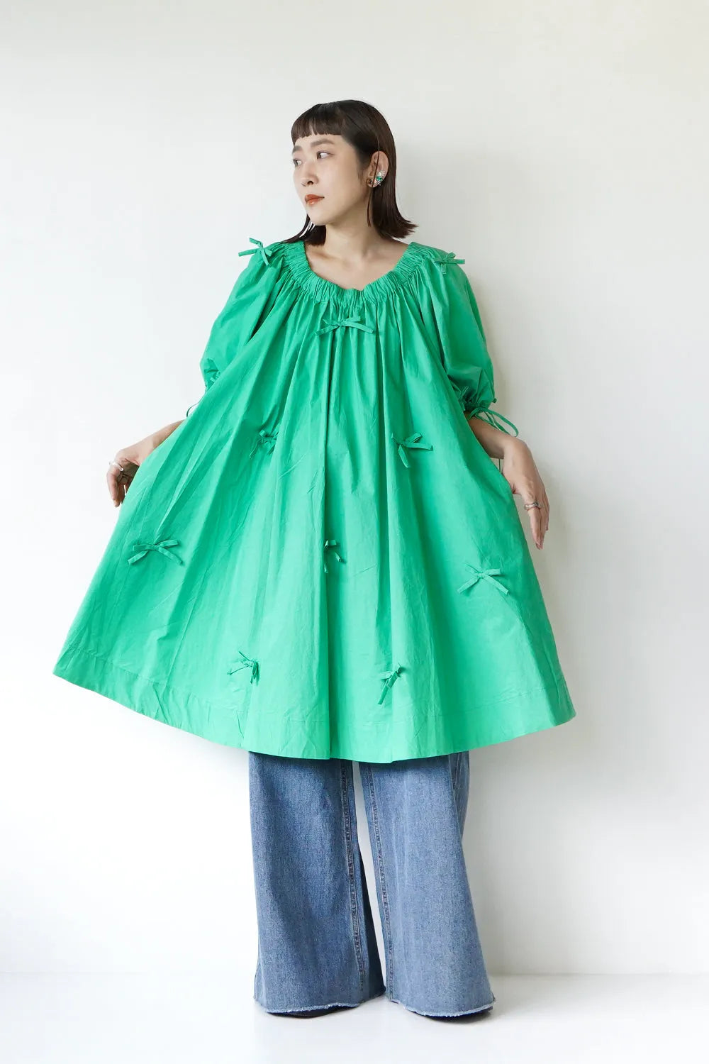 ランダムりぼん ギャザーチュニックワンピース – LILA & CITTA ONLINE SHOP