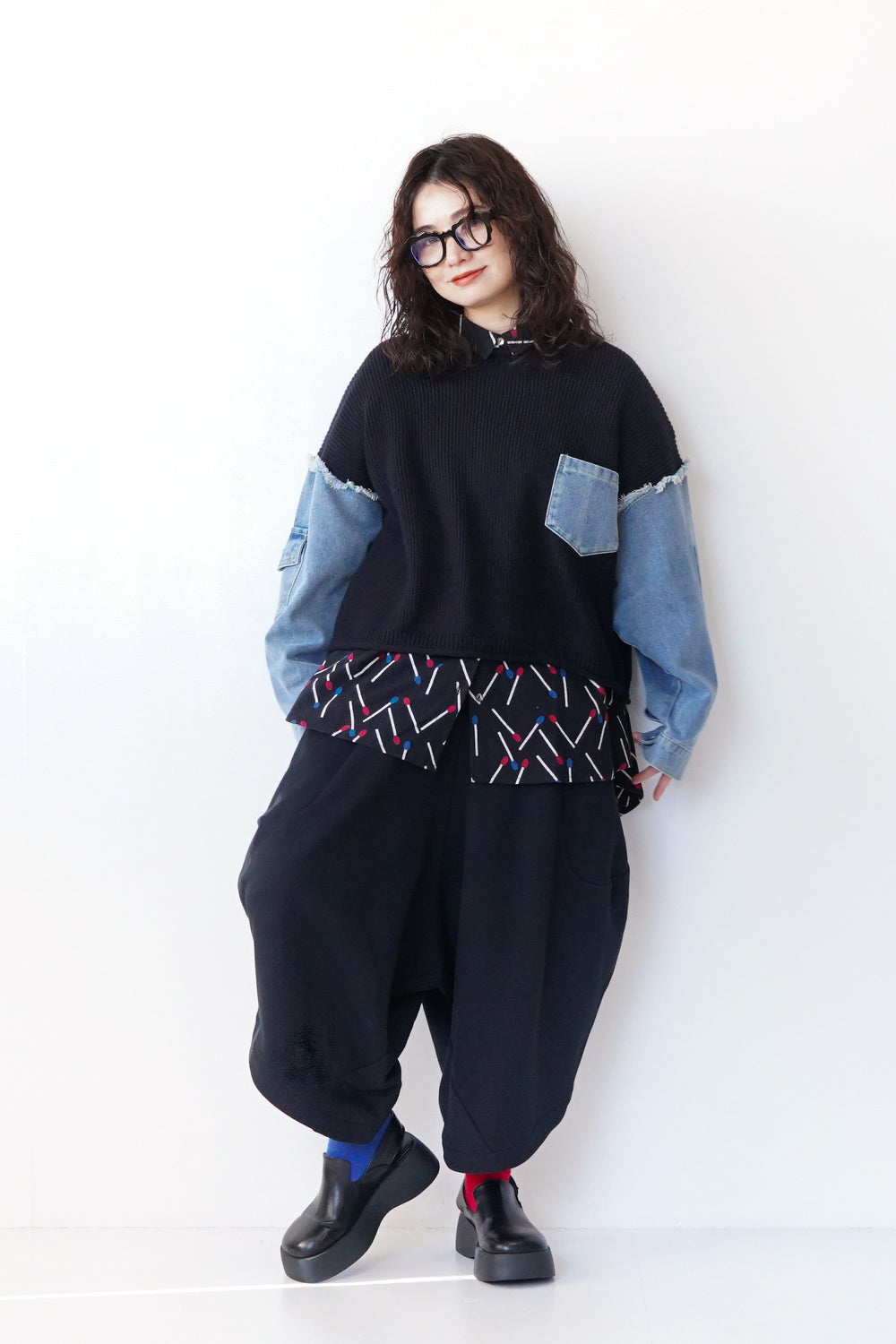 cvtvlist サルエルパンツ　新品　定価38500円 オーガニックコットンリラックスサルエルパンツ