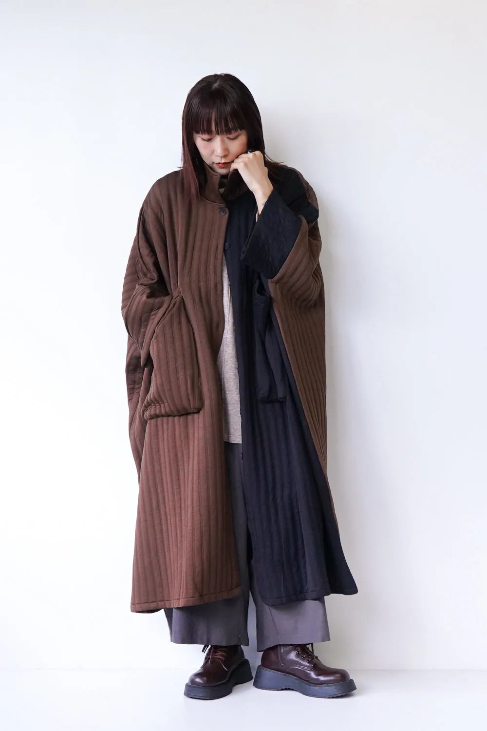 バイカラービッグポケットビッグコート