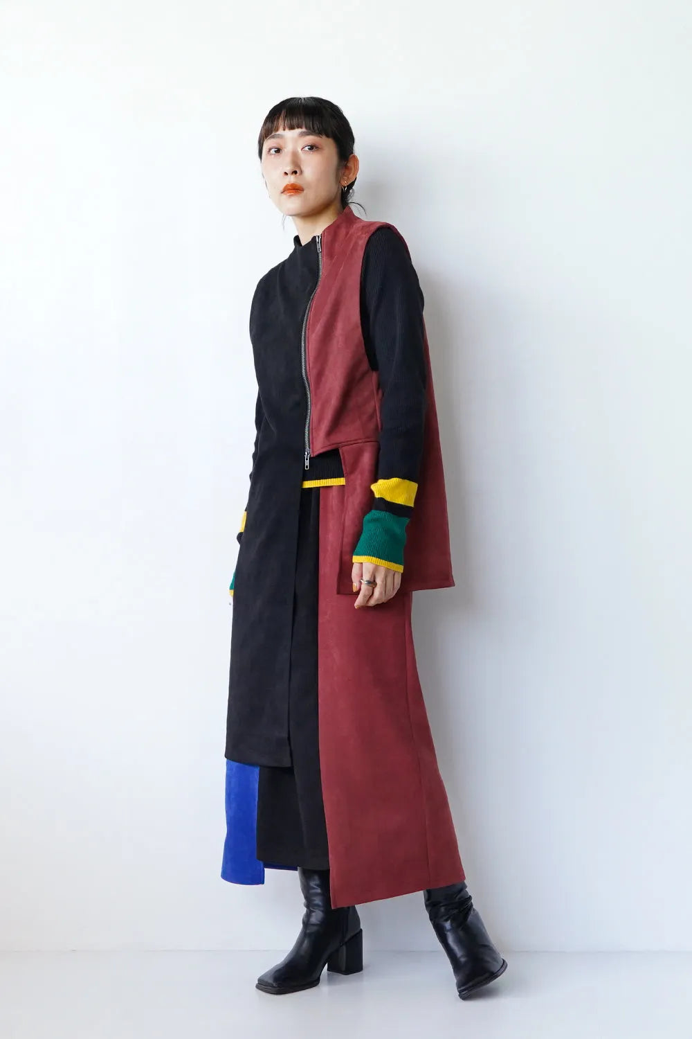 【LILA n’ citta】フェイクスエード配色ベスト