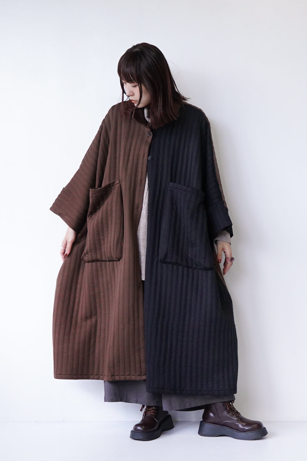 バイカラービッグポケットビッグコート